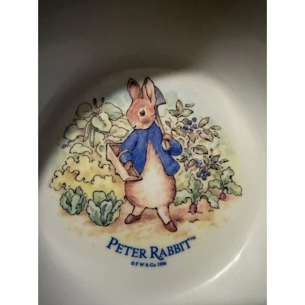 Vintage Peter Rabbit 3 Pc Kids Bowl & Divided Plate Set Beatrix Potter 1996